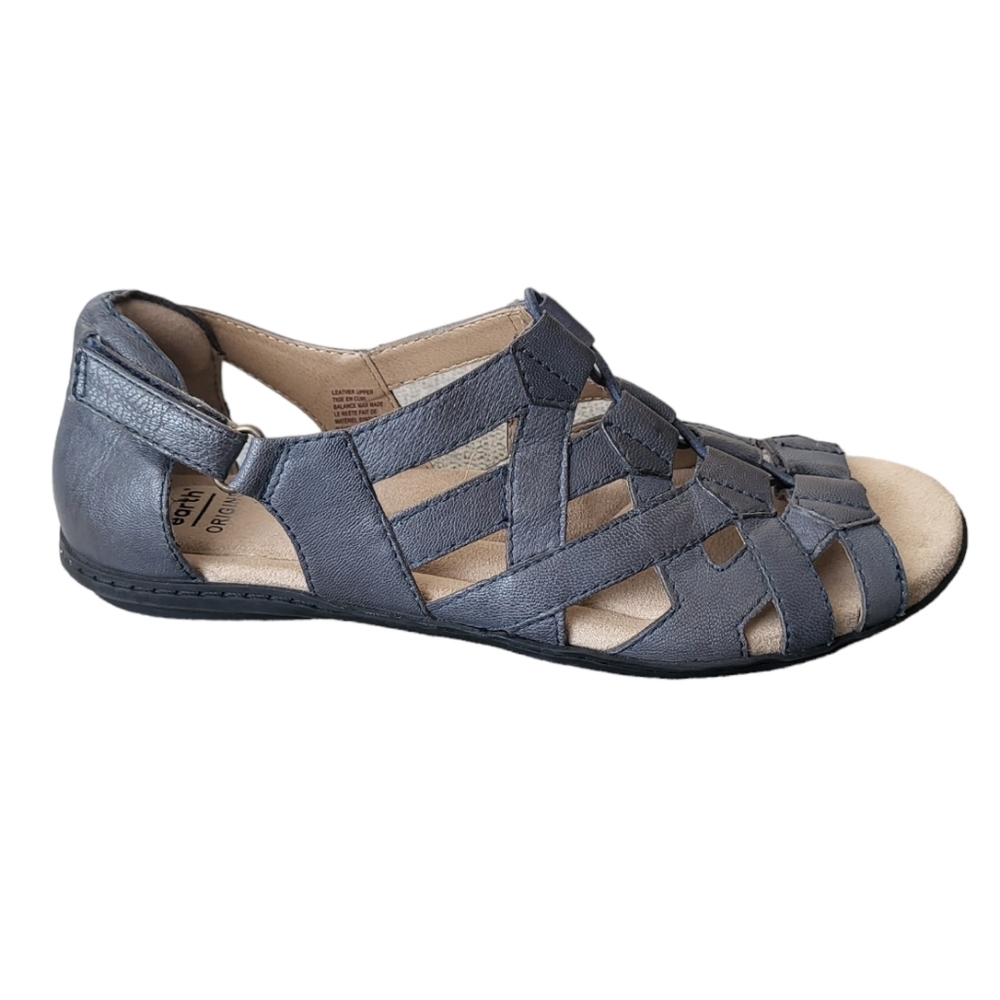 Earth Origins Women's Belle Bridget Leather Gladiator Sandals - Black 8.5